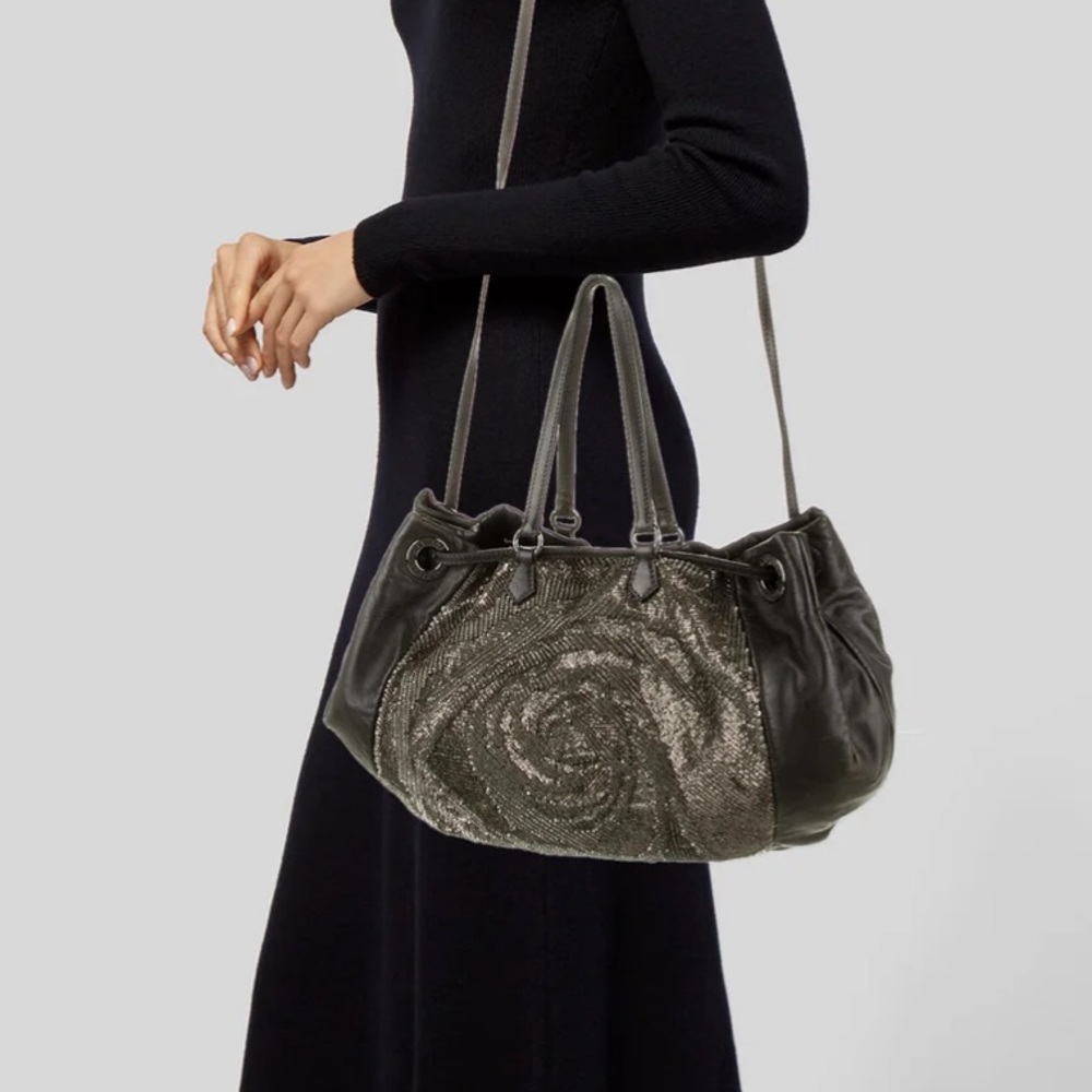 VALENTINO
Sequin-Embellished Leather Tote